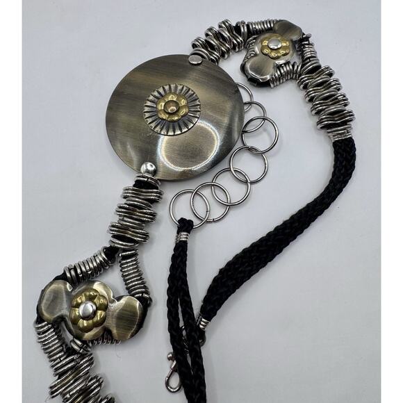 Vintage Mixed Metal Statement Belt Floral Medallion Wide Adjustable Korea main image 4